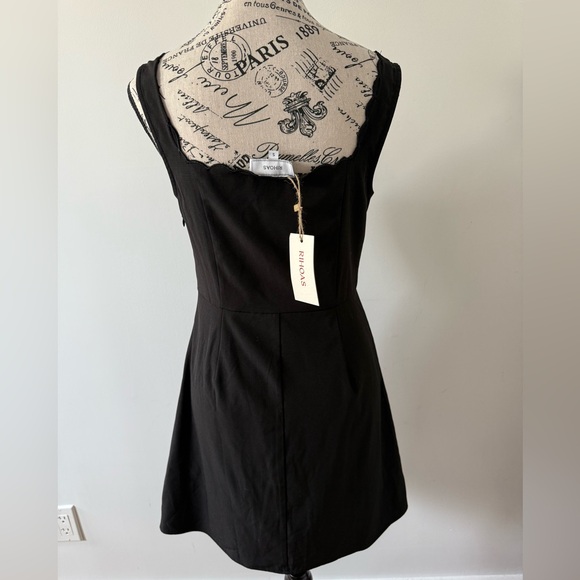 Rihoas Black Square Neck Scalloped Mini Dress NWT!!! - Picture 5 of 10